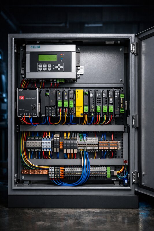 PitchPro 2000 integrated control panel with VFD, PLC, and communications
